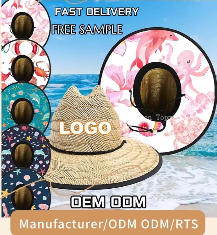 Natural grass lifeguard straw hat wholesale manufacturer China factory Natural grass lifeguard straw hat wholesale manufacturer China factory